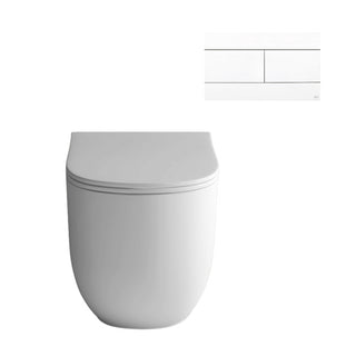 Studio Bagno Milady Wall Faced Toilet Package Includes Mechanical Expert Low Level Cistern & Matte White Button - MIL002 + 721006/MC + OL0659042