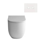 Studio Bagno Milady Wall Faced Toilet Package Includes Pneumatic Expert Low Level Cistern & Gloss White Button - MIL002 + 721006/PN+ OL093399
