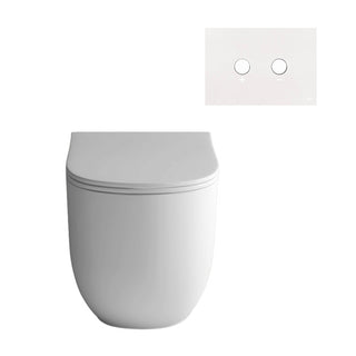 Studio Bagno Milady Wall Faced Toilet Package Includes Pneumatic Expert Low Level Cistern & Gloss White Button - MIL002 + 721006/PN+ OL093399