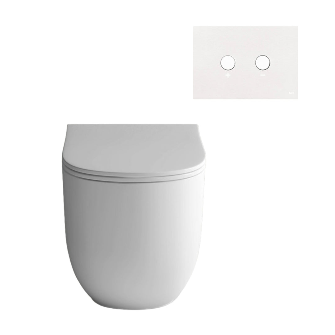 Studio Bagno Milady Wall Faced Toilet Package Includes Pneumatic Expert Low Level Cistern & Gloss White Button - MIL002 + 721006/PN+ OL093399