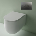 Studio Bagno Milady Gloss White Wall Hung Toilet Including (Pneumatic) Oli 74 In Wall Cistern & Matte Black Button - MIL003/001/PN + OL0878490