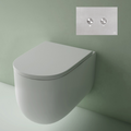 Studio Bagno Milady Gloss White Wall Hung Toilet Including (Pneumatic) Oli 74 In Wall Cistern & Brushed Stainless Steel Button - MIL003/001/PN + OL093399