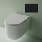 Studio Bagno Milady Gloss White Wall Hung Toilet Including Mechanical Oli 74 In Wall Cistern & Black Soft Touch Button - MIL003/001/MC + OL139187