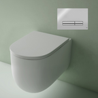 Studio Bagno Milady Gloss White Wall Hung Toilet Including Mechanical Oli 74 In Wall Cistern & Polished Chrome Button - MIL003/001/MC + OL139185
