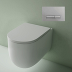 Studio Bagno Milady Gloss White Wall Hung Toilet Including Mechanical Expert Evo Low Level Under Bench Cistern & Satin Chrome Button - MIL003/002/MC + OL139186