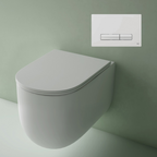 Studio Bagno Milady Gloss White Wall Hung Toilet Including Mechanical Expert Evo Low Level Under Bench Cistern & White Button - MIL003/002/MC + OL139184