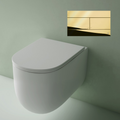 Studio Bagno Milady Gloss White Wall Hung Toilet Including Mechanical Expert Evo Low Level Under Bench Cistern & Gold Button - MIL003/002/MC + OL154962
