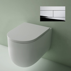 Studio Bagno Milady Gloss White Wall Hung Toilet Including Mechanical Oli 74 In Wall Cistern & Polished Chrome Button - MIL003/001/MC + OL0659044