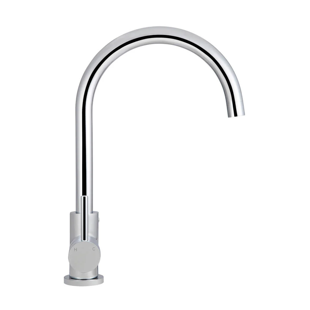 Meir Round Gooseneck Kitchen Mixer - Chrome - MK03-C