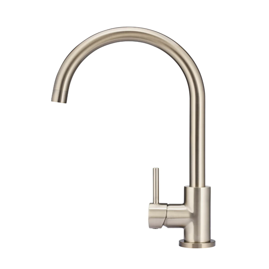 Meir Round Gooseneck Kitchen Mixer - Champagne - MK03-CH