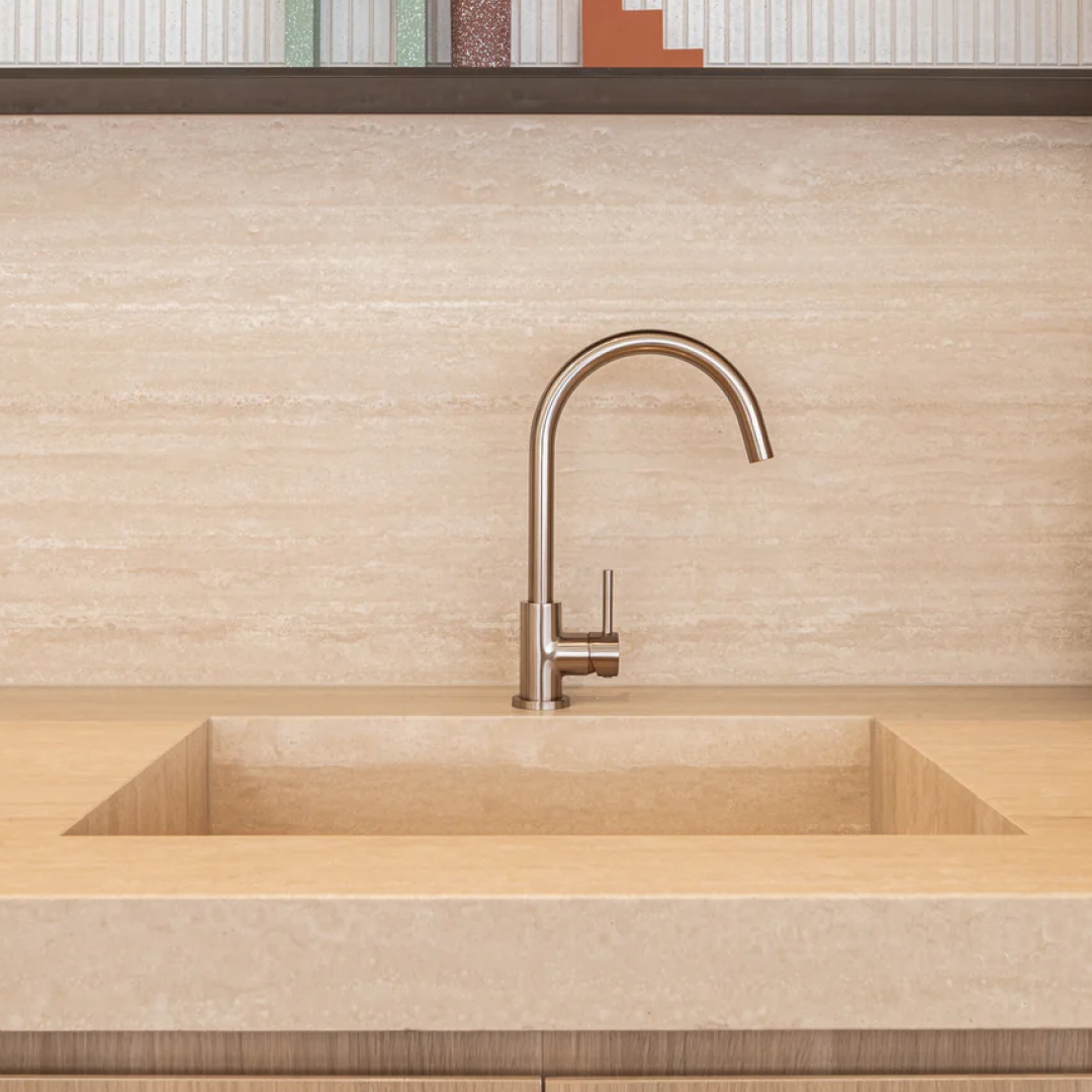 Meir Round Gooseneck Kitchen Mixer - Champagne - MK03-CH