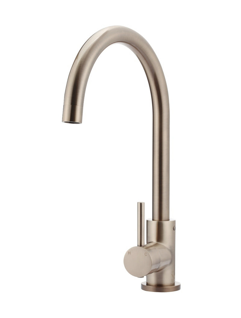 Meir Round Gooseneck Kitchen Mixer - Champagne MK03-CH
