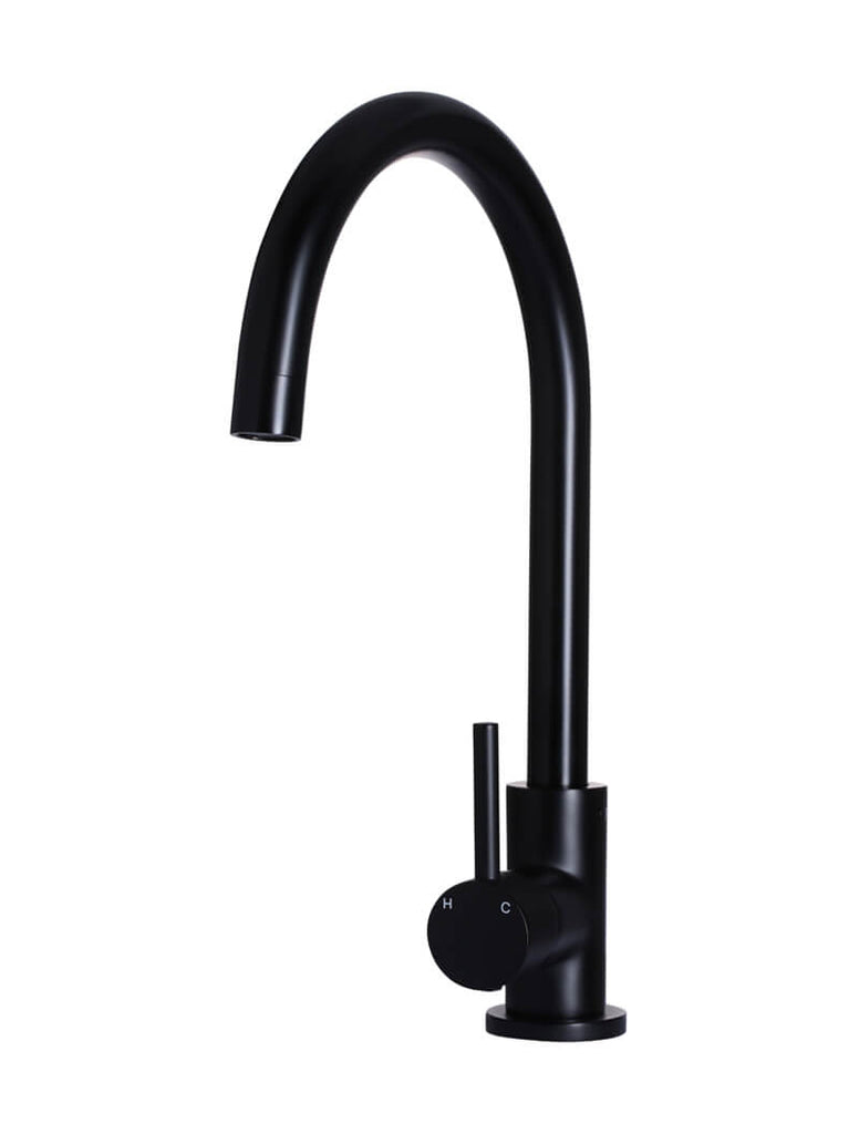 Meir Round Gooseneck Kitchen Mixer - Matte Black MK03