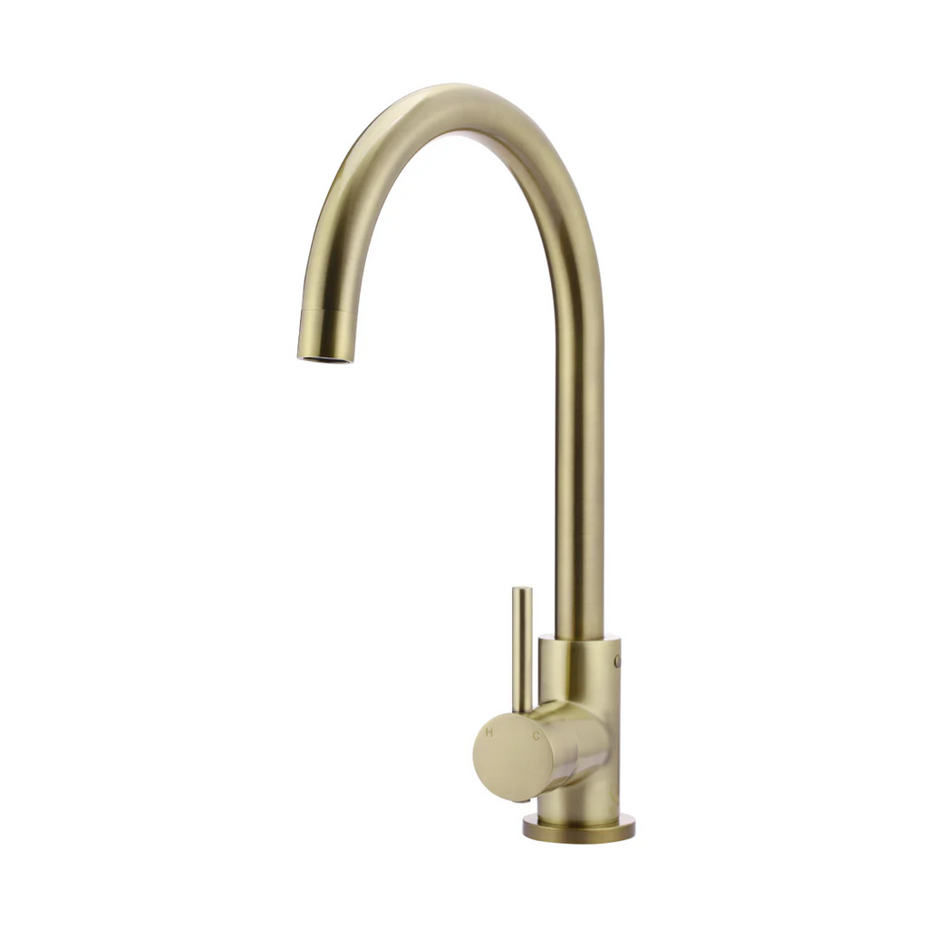 Meir Round Gooseneck Kitchen Mixer - PVD Tiger Bronze - MK03-PVDBB