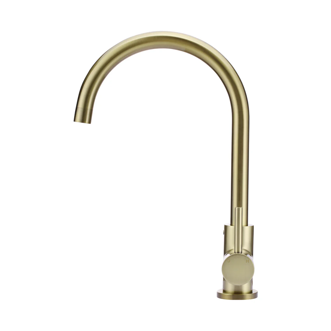 Meir Round Gooseneck Kitchen Mixer - PVD Tiger Bronze - MK03-PVDBB