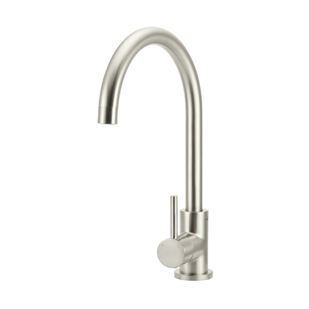 Meir Round Gooseneck Kitchen Mixer - PVD Brushed Nickel - MK03-PVDBN