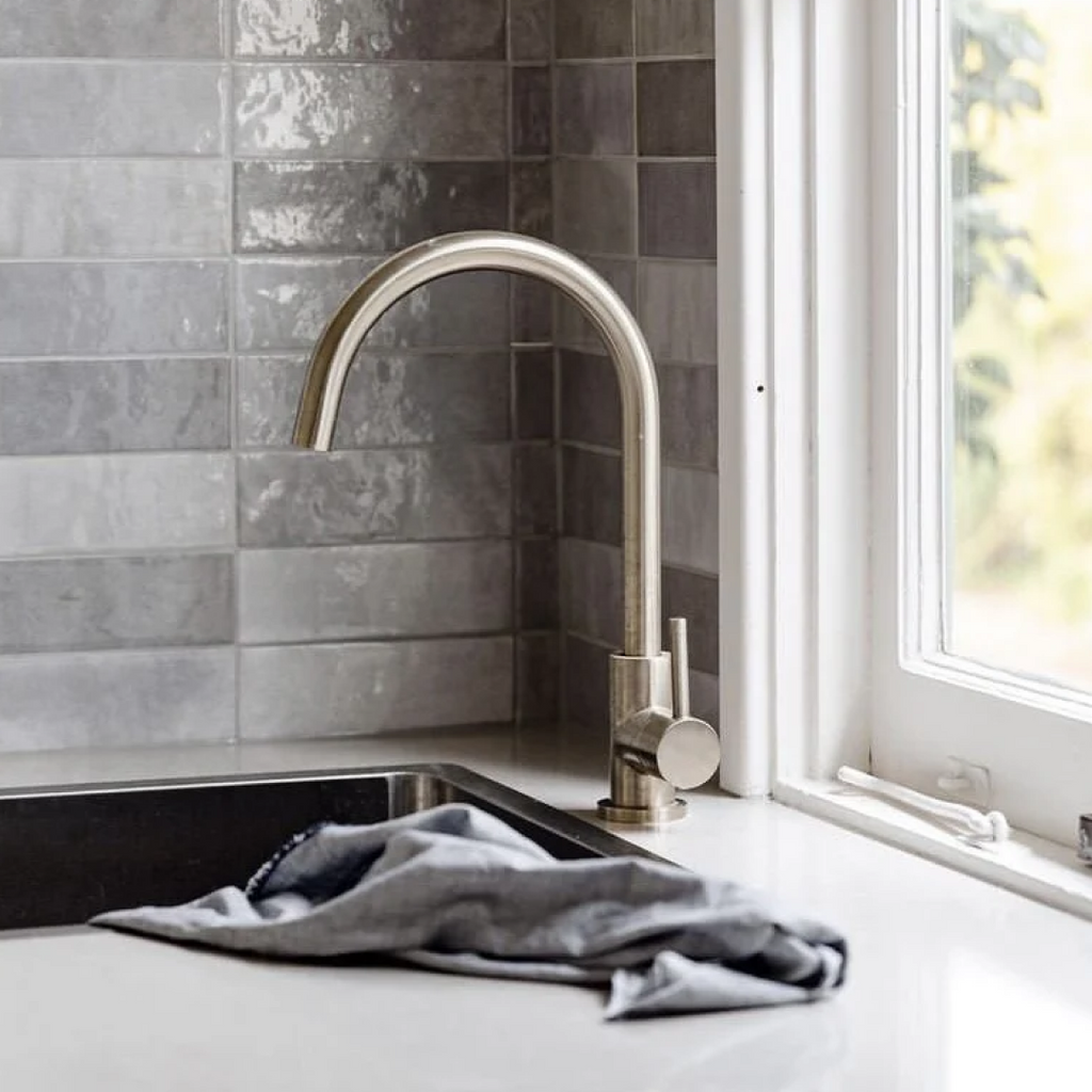 Meir Round Gooseneck Kitchen Mixer - PVD Brushed Nickel - MK03-PVDBN