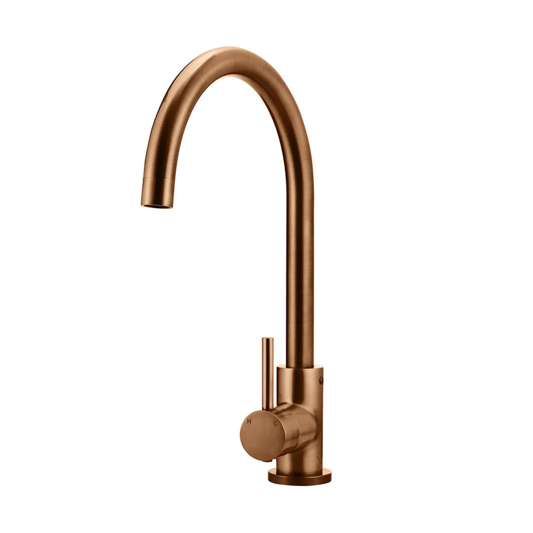 Meir Round Gooseneck Kitchen Mixer - PVD Bronze - MK03-PVDBZ