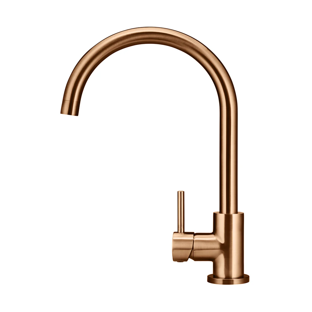 Meir Round Gooseneck Kitchen Mixer - PVD Bronze - MK03-PVDBZ