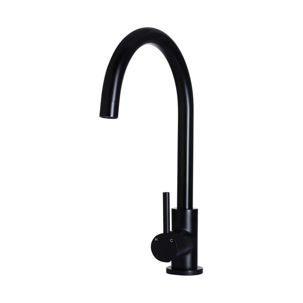 Meir Round Gooseneck Kitchen Mixer - Matte Black - MK03