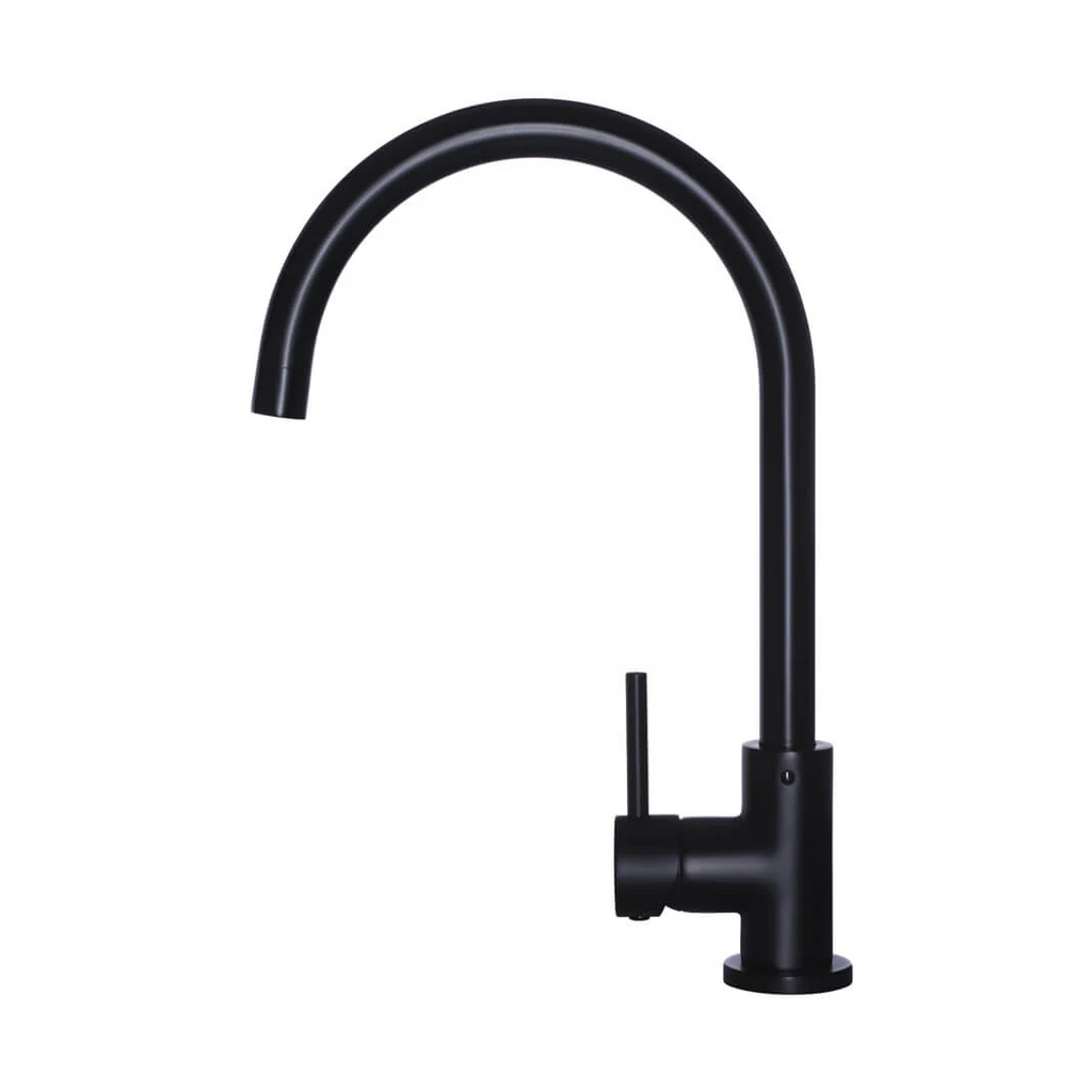 Meir Round Gooseneck Kitchen Mixer - Matte Black - MK03