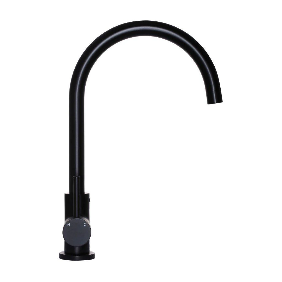 Meir Round Gooseneck Kitchen Mixer - Matte Black - MK03