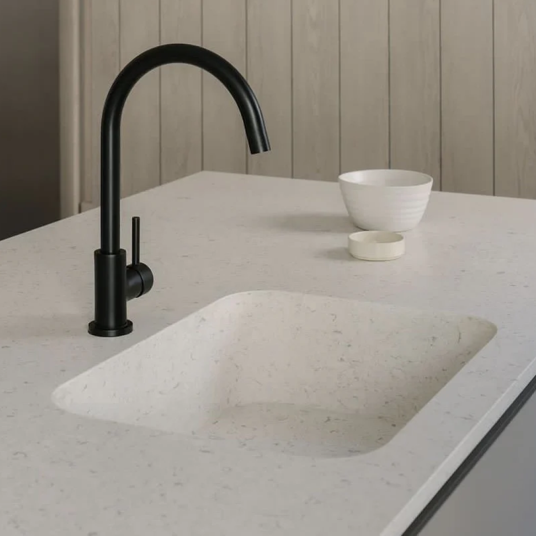 Meir Round Gooseneck Kitchen Mixer - Matte Black - MK03