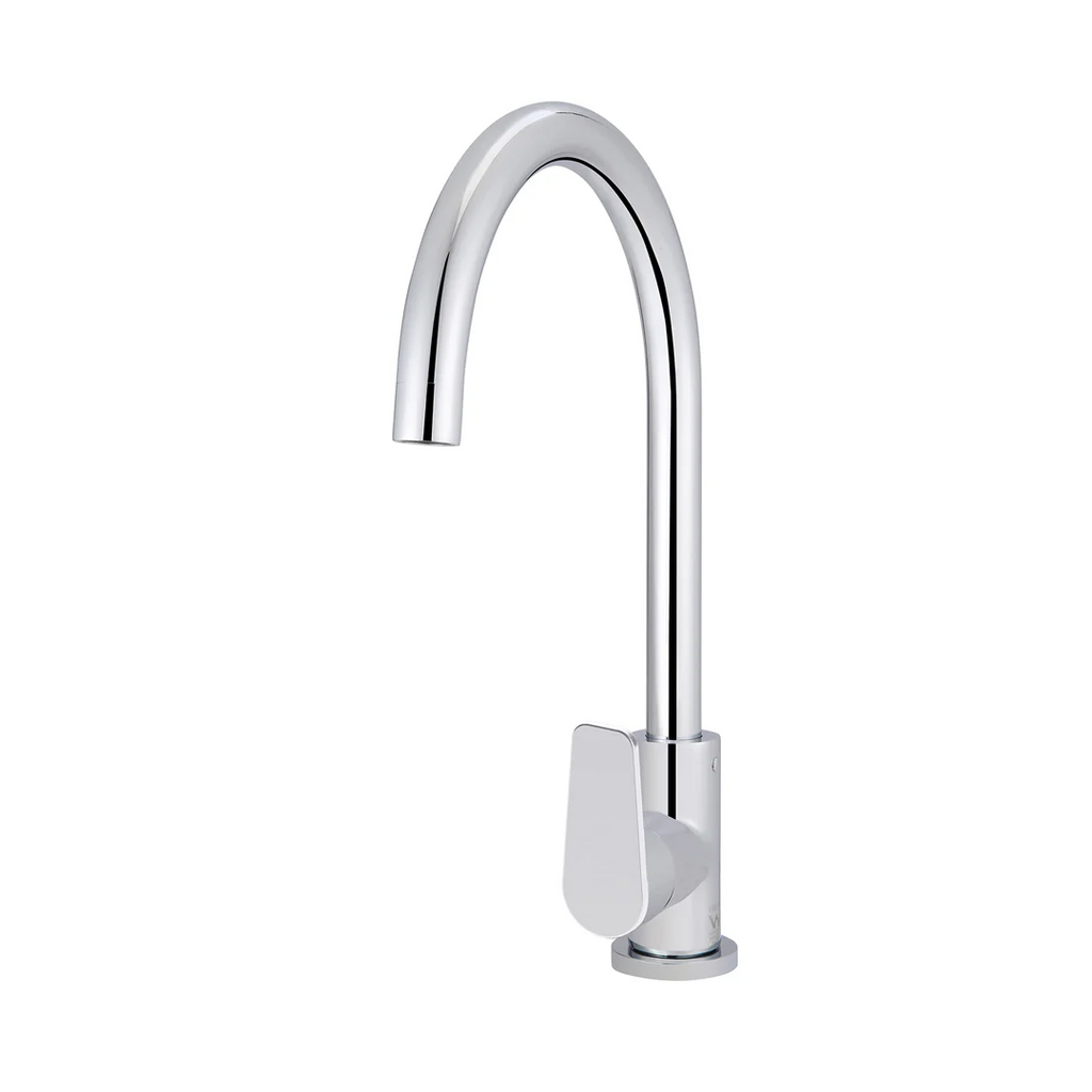Meir Round Gooseneck Sink Mixer w/Paddle Hand - Chrome - MK03PD-C