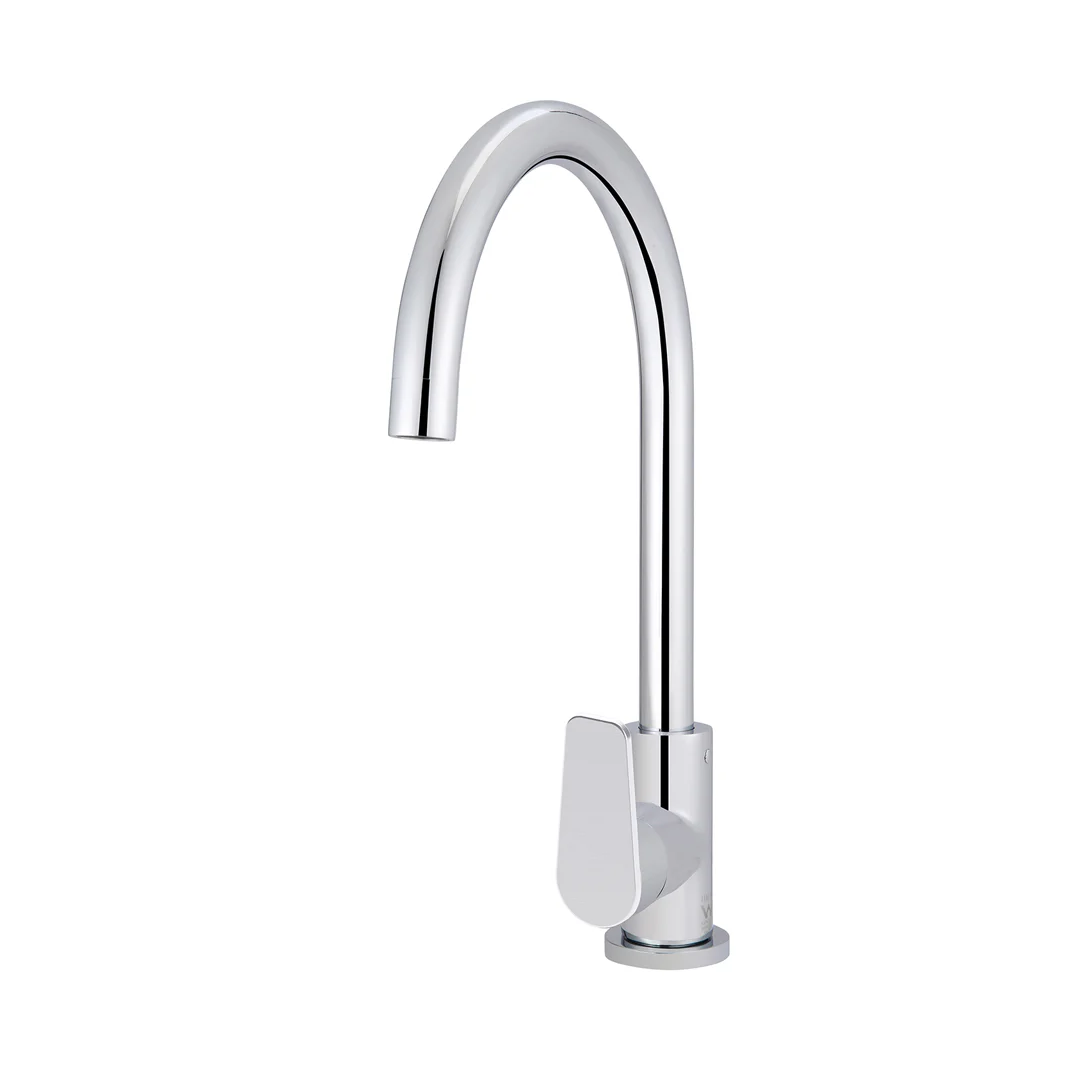 Meir Round Gooseneck Sink Mixer w/Paddle Hand - Chrome - MK03PD-C