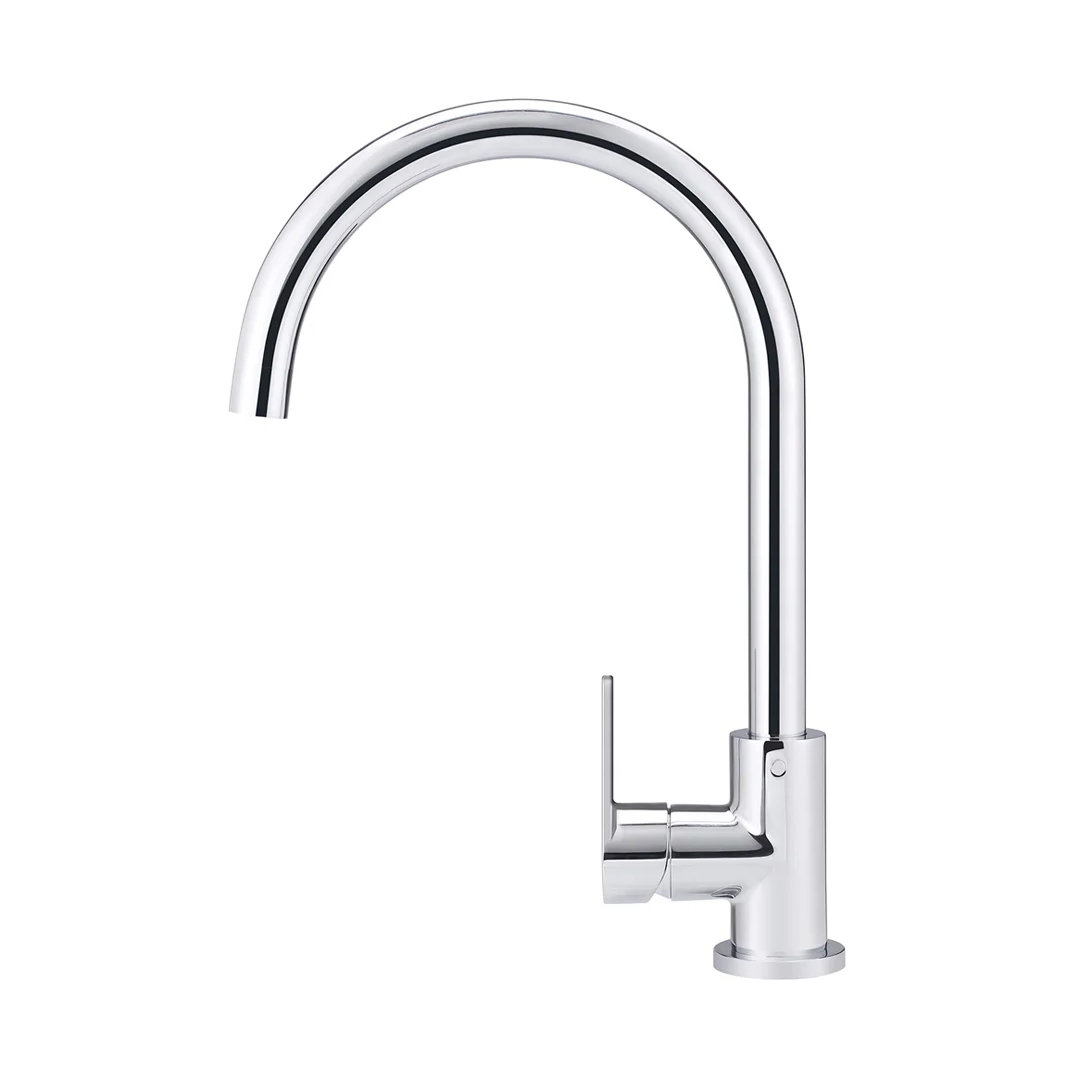 Meir Round Gooseneck Sink Mixer w/Paddle Hand - Chrome - MK03PD-C