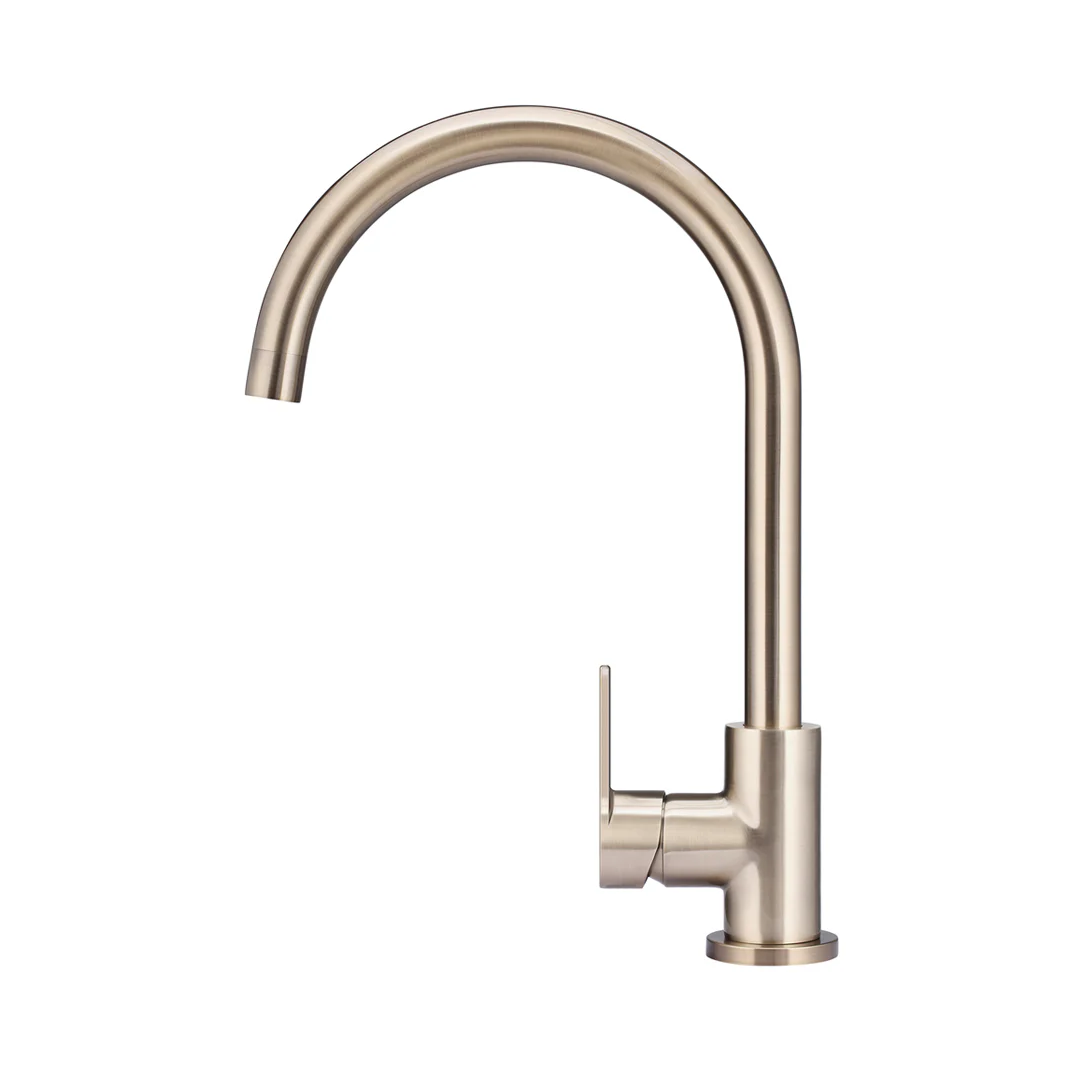 Meir Round Gooseneck Sink Mixer w/Paddle Hand - Champagne - MK03PD-CH