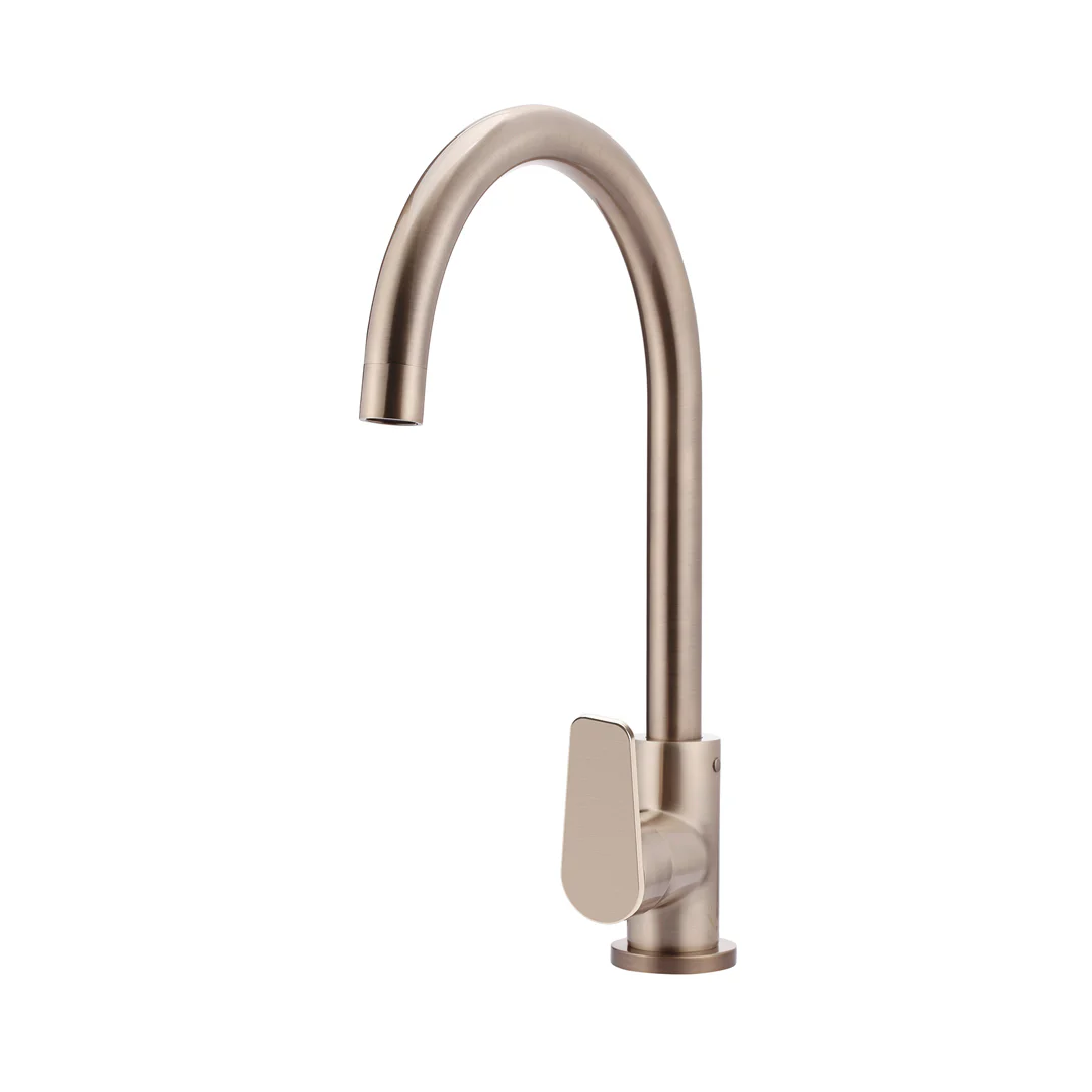 Meir Round Gooseneck Sink Mixer w/Paddle Hand - Champagne - MK03PD-CH