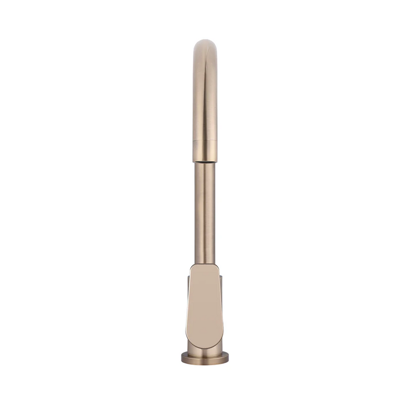 Meir Round Gooseneck Sink Mixer w/Paddle Hand - Champagne