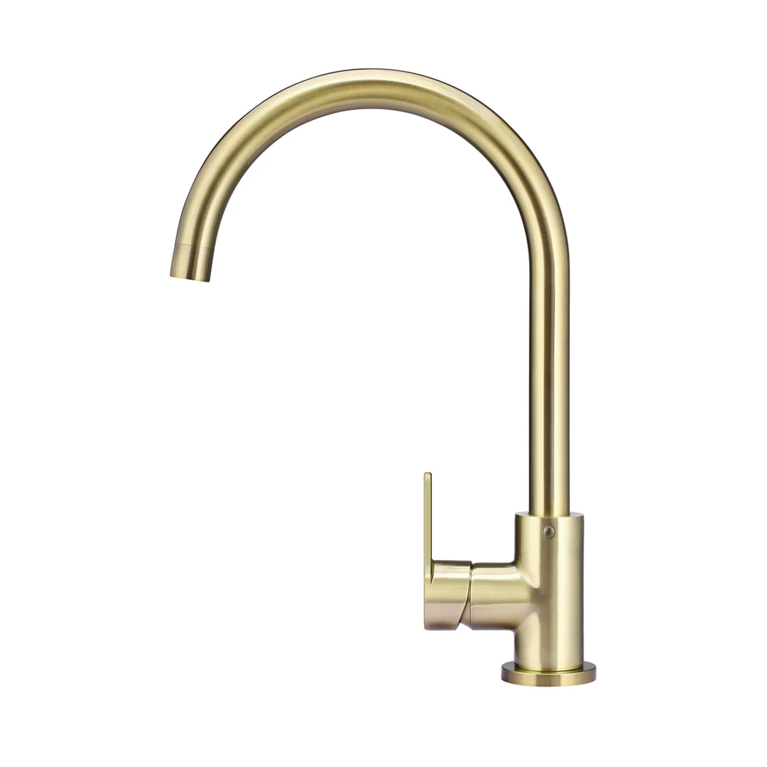 Meir Round Gooseneck Sink Mixer w/Paddle Hand - PVD Tiger Bronze - MK03PD-PVDBB
