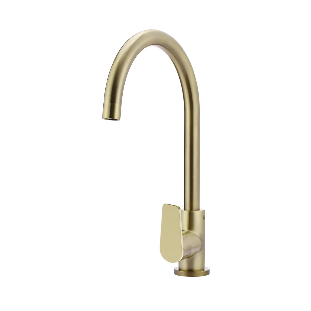 Meir Round Gooseneck Sink Mixer w/Paddle Hand - PVD Tiger Bronze - MK03PD-PVDBB
