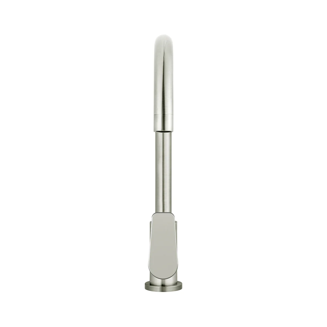 Meir Round Gooseneck Sink Mixer w/Paddle Hand - PVD Brushed Nickel - MK03PD-PVDBN