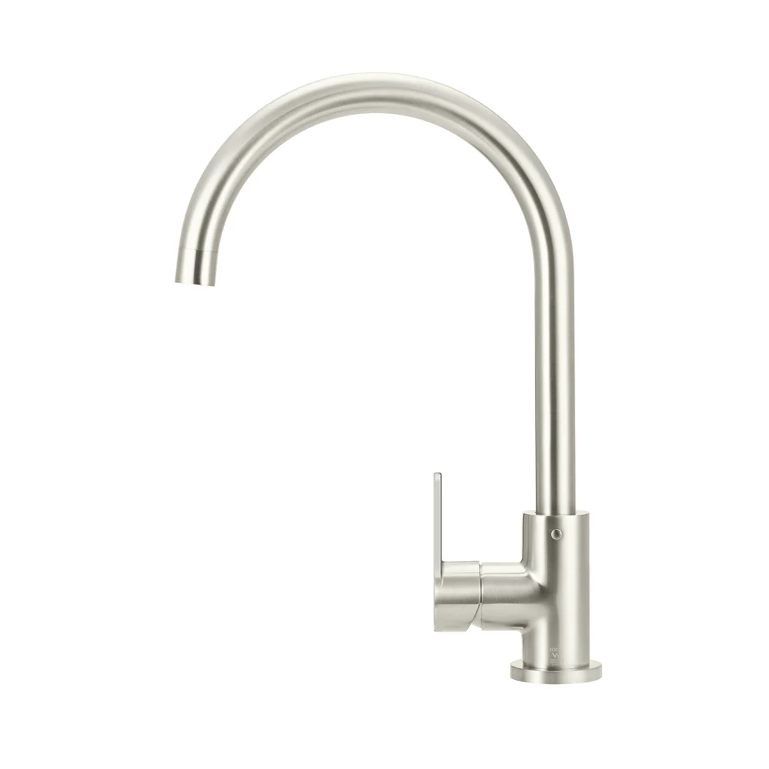 Meir Round Gooseneck Sink Mixer w/Paddle Hand - PVD Brushed Nickel - MK03PD-PVDBN
