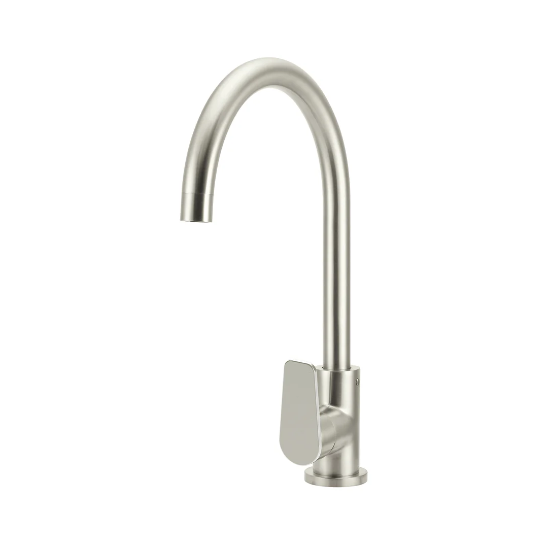 Meir Round Gooseneck Sink Mixer w/Paddle Hand - PVD Brushed Nickel - MK03PD-PVDBN