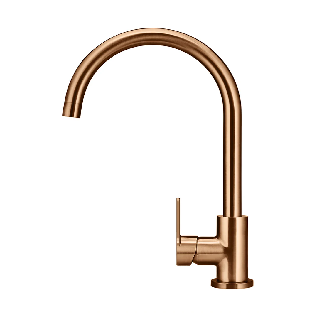 Meir Round Gooseneck Sink Mixer w/Paddle Hand - PVD Lustre Bronze - MK03PD-PVDBZ