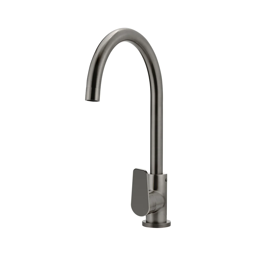 Meir Round Gooseneck Sink Mixer w/Paddle Hand - PVD Gun Metal - MK03PD-PVDGM