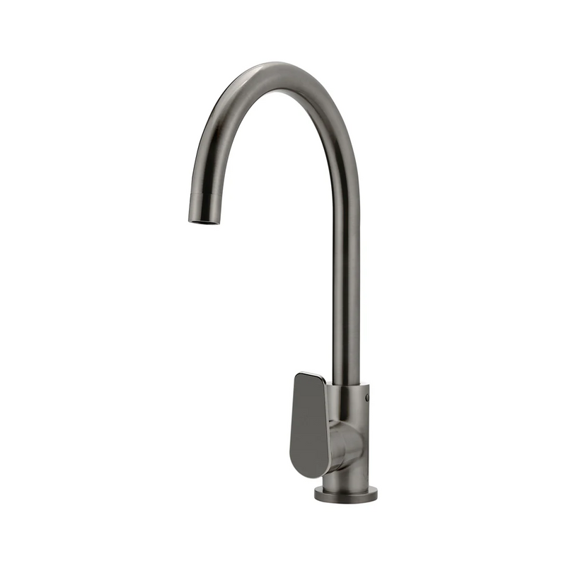 Meir Round Gooseneck Sink Mixer w/Paddle Hand - PVD Gun Metal