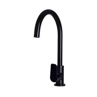 Meir Round Gooseneck Sink Mixer w/Paddle Hand - Matte Black - MK03PD