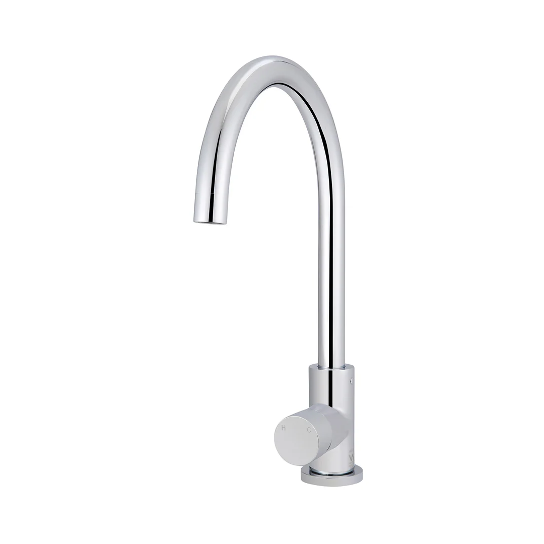 Meir Round Pinless Gooseneck Kitchen Mixer - Polished Chrome MK03PN-C