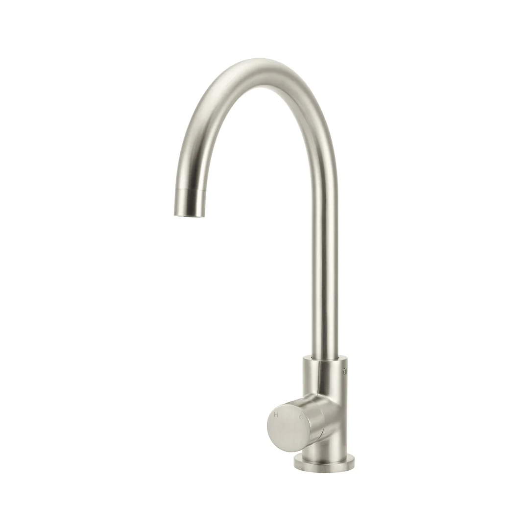 Meir Round Pinless Gooseneck Kitchen Mixer - PVD Brushed Nickel MK03PN-PVDBN