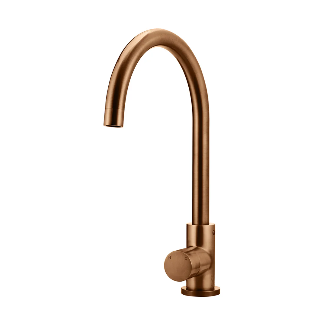 Meir Round Pinless Gooseneck Kitchen Mixer - PVD Lustre Bronze MK03PN-PVDBZ