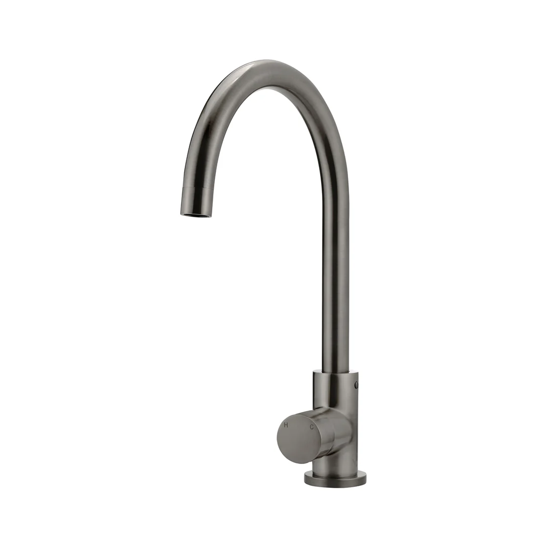 Meir Round Pinless Gooseneck Kitchen Mixer - PVD Shadow Gun Metal MK03PN-PVDGM