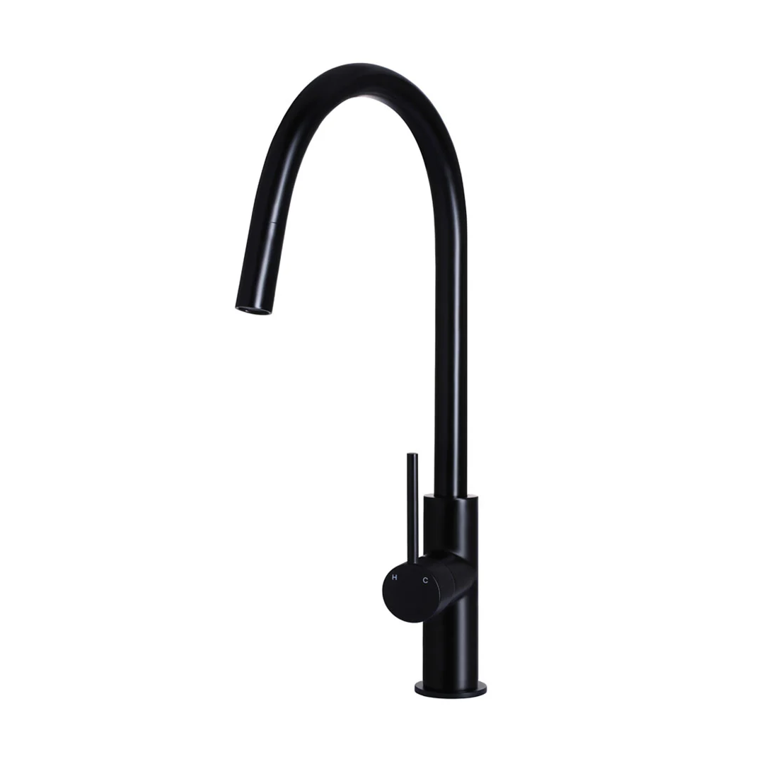 Meir Round Piccola Pull-Out Kitchen Mixer - Matte Black MK17