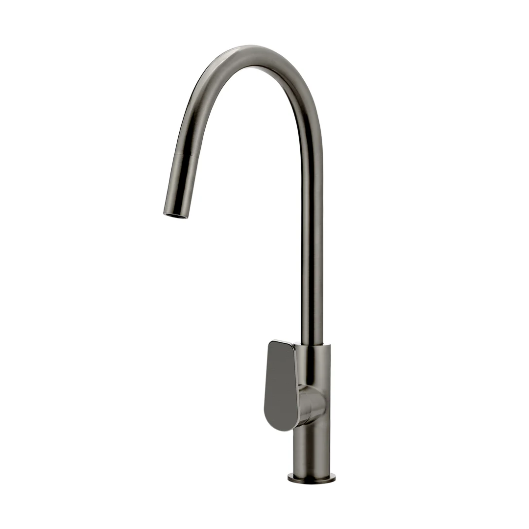 Meir Round Paddle Piccola Pull-Out Kitchen Mixer - PVD Shadow Gun Metal MK17PD-PVDGM