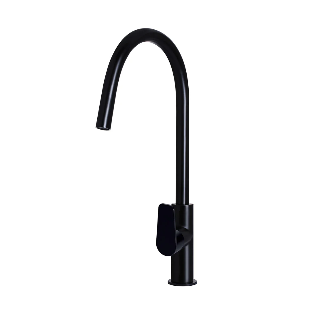 Meir Round Paddle Piccola Pull-Out Kitchen Mixer - Matte Black MK17PD