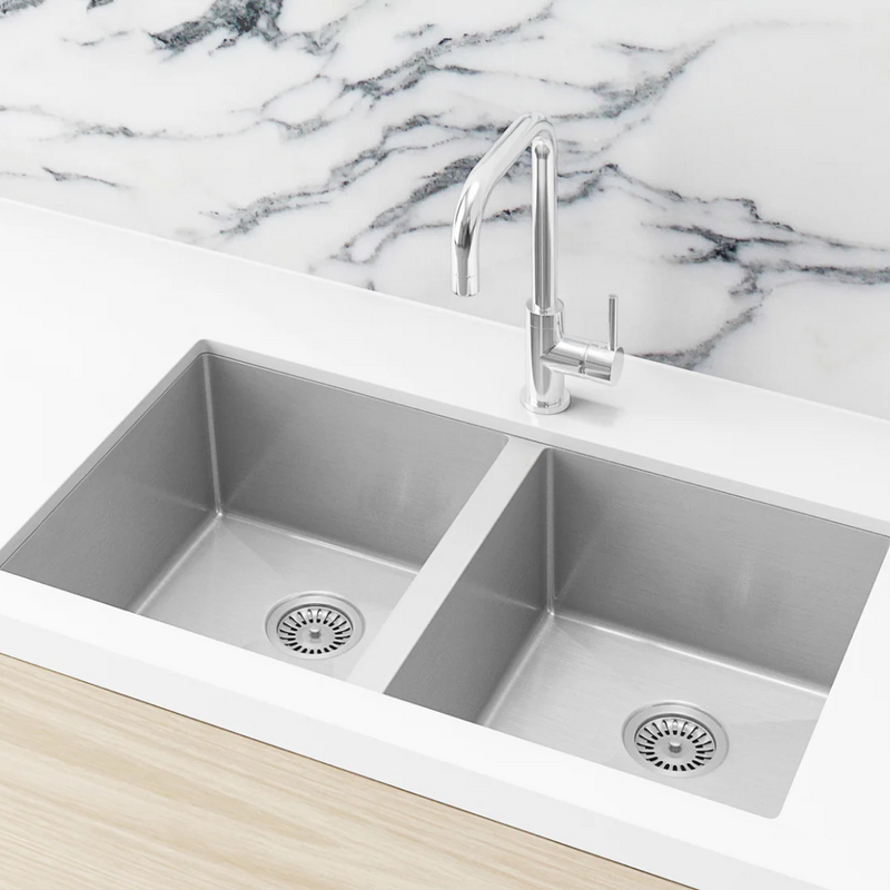 Meir Lavello 760 Double Bowl Sink - Brushed Nickel